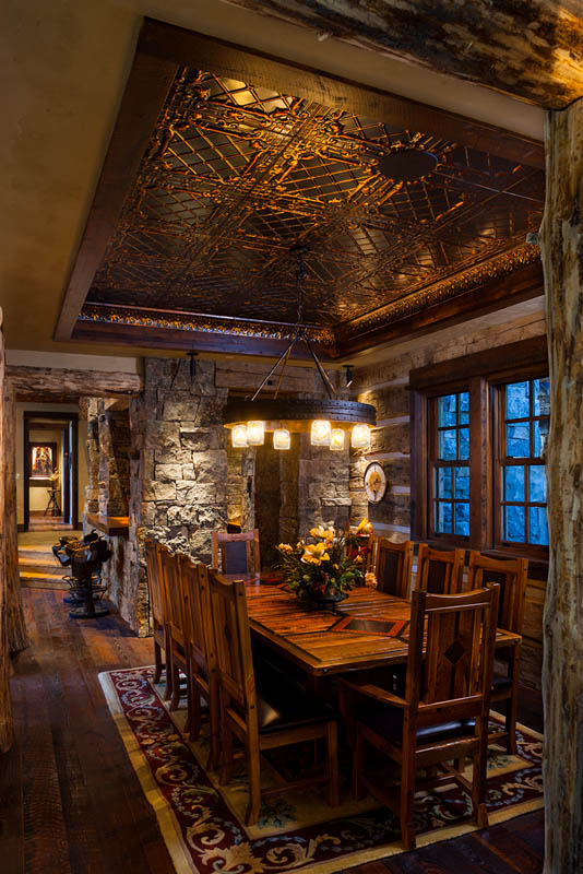 Foxtail Residence Big Sky Log Cabin Dining Room Teton Heritage Foxtail Residence Big Sky Log Cabin Dining Room